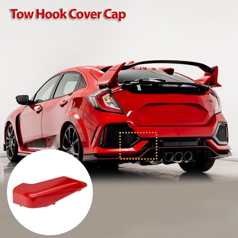 Rear Bumper Tow Hook Cover Cap, Fit for Honda Civic Hatchback 2017 2018 2019 2020 2021, Replace# 71506-TGG-A00 (Crystal Black Pearl) in Saudi Arabia