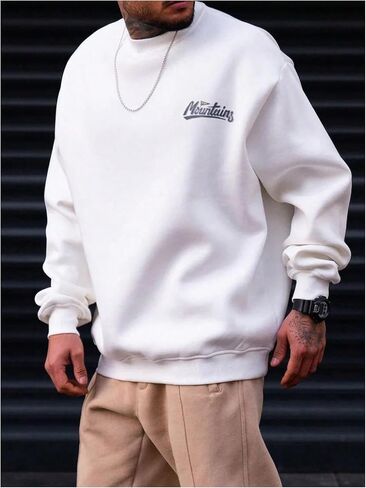 Milumia Men's Letter Graphic Sweatshirts Crewneck Long Sleeve Loose Casual Pullover Tops in Saudi Arabia