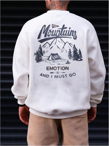 Milumia Men's Letter Graphic Sweatshirts Crewneck Long Sleeve Loose Casual Pullover Tops in Saudi Arabia