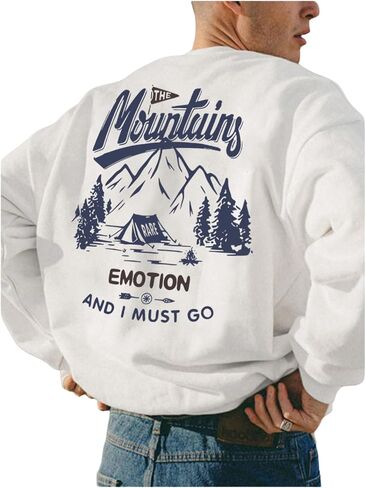 Milumia Men's Letter Graphic Sweatshirts Crewneck Long Sleeve Loose Casual Pullover Tops in Saudi Arabia