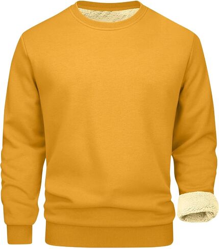 Thermal Shirts for Men Fleece Lined Pullover Sweatshirt Crewneck Long Sleeve Tshirt Winter Warm Sweatshirt Thick Tops in Kuwait
