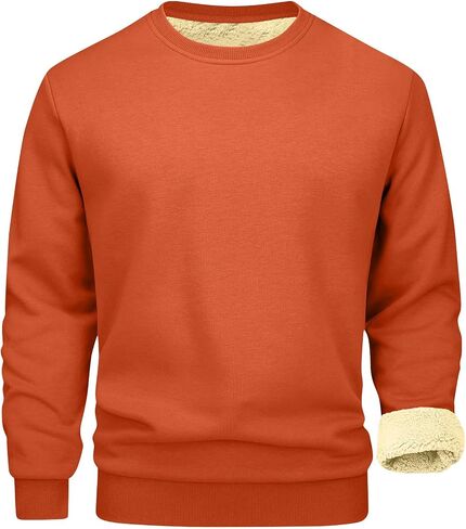 Thermal Shirts for Men Fleece Lined Pullover Sweatshirt Crewneck Long Sleeve Tshirt Winter Warm Sweatshirt Thick Tops in Kuwait