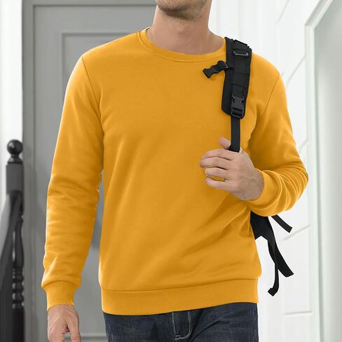 Thermal Shirts for Men Fleece Lined Pullover Sweatshirt Crewneck Long Sleeve Tshirt Winter Warm Sweatshirt Thick Tops in Kuwait
