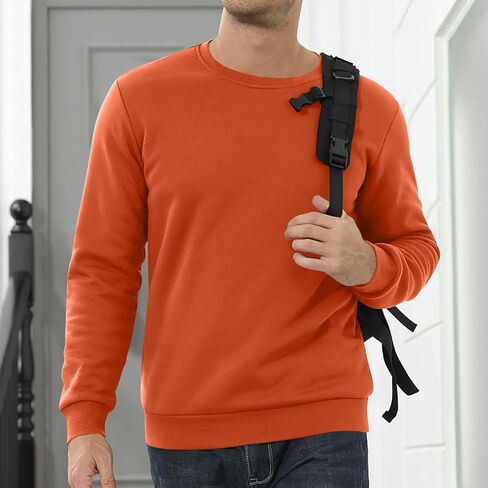 Thermal Shirts for Men Fleece Lined Pullover Sweatshirt Crewneck Long Sleeve Tshirt Winter Warm Sweatshirt Thick Tops in Kuwait
