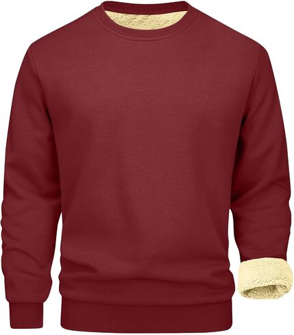 Thermal Shirts for Men Fleece Lined Pullover Sweatshirt Crewneck Long Sleeve Tshirt Winter Warm Sweatshirt Thick Tops in Kuwait