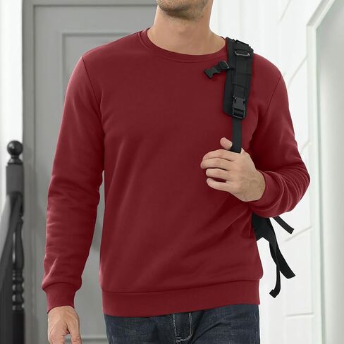 Thermal Shirts for Men Fleece Lined Pullover Sweatshirt Crewneck Long Sleeve Tshirt Winter Warm Sweatshirt Thick Tops in Kuwait