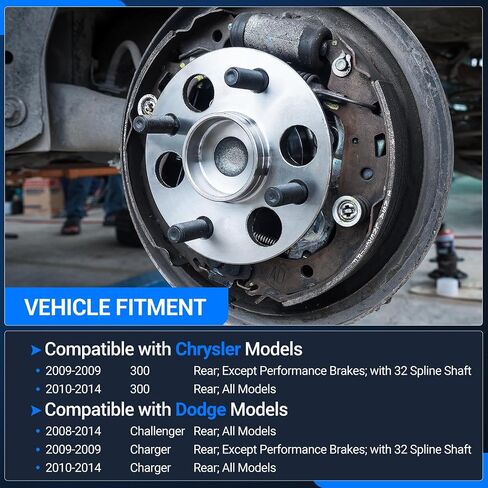 Autoround 512369 Rear Wheel Bearing and Hub Assembly Compatible With Dodge Charger 2009-2014 Challenger 2008-2014, Chrysler 300 2009-2014, 5-Lug in Saudi Arabia