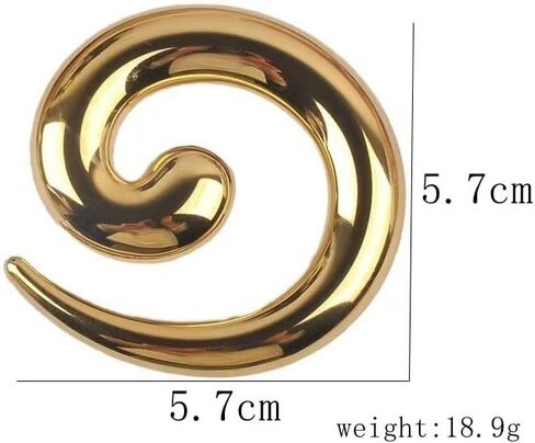 Spiral Gold Brooch Pin, 5.7cm, 18.9g, Elegant Swirl Design in Saudi Arabia