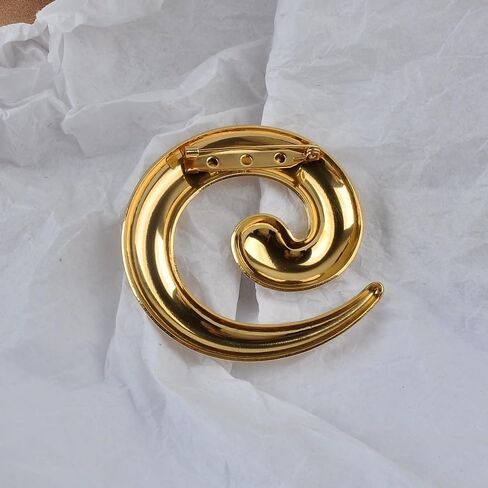 Spiral Gold Brooch Pin, 5.7cm, 18.9g, Elegant Swirl Design in Saudi Arabia