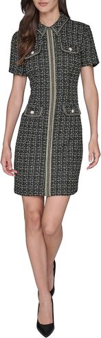 Karl Lagerfeld Women's Short Sleeve Twisted Metallic Tweed Sheath Dress in Saudi Arabia