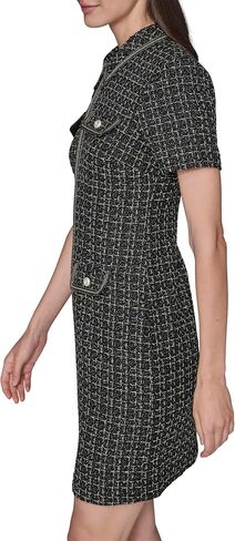 Karl Lagerfeld Women's Short Sleeve Twisted Metallic Tweed Sheath Dress in Saudi Arabia