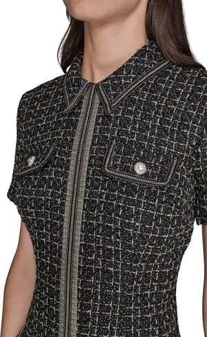 Karl Lagerfeld Women's Short Sleeve Twisted Metallic Tweed Sheath Dress in Saudi Arabia