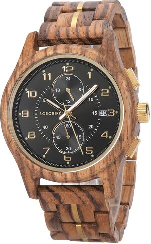 2win ساعة خشبية رجالية فاخرة متعددة الوظائف كرونوغراف العسكرية المستوردة ساعة يد تعمل بالحركة مع عرض التاريخ مضيئة ستايلس in Kuwait