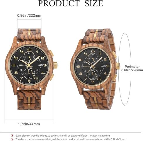 2win ساعة خشبية رجالية فاخرة متعددة الوظائف كرونوغراف العسكرية المستوردة ساعة يد تعمل بالحركة مع عرض التاريخ مضيئة ستايلس in Kuwait