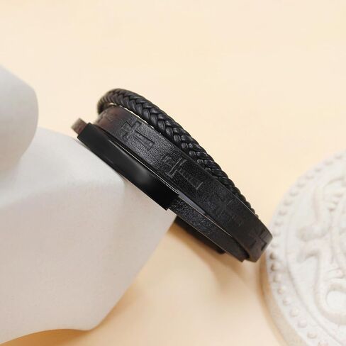 Medical Alert Bracelets Men’s Braided PU Leather Cross Design Laser Engraved Medical ID Waterproof Lightweight Suitable for Outdoor Sports Daily Wear Multiple Condition Customizable in Saudi Arabia