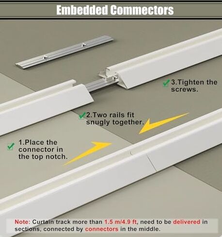 9ft Curtain Track Rail Ceiling Mount - Black Room Divider System with Gliders & Hooks, Straight Drapery Track Set for 40ft, 30ft, 20ft, 16ft, 14ft, 12ft, 10ft Curtains in Saudi Arabia