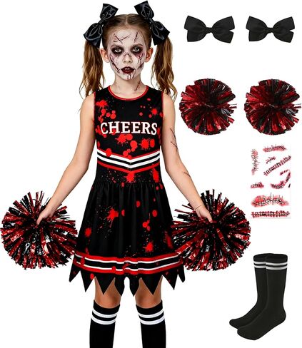 Cheerleader Dress Costume For Girl Full Set Dress Halloween Accessories in Kuwait
