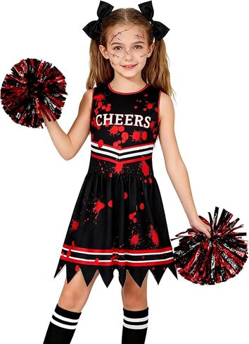 Cheerleader Dress Costume For Girl Full Set Dress Halloween Accessories in Kuwait