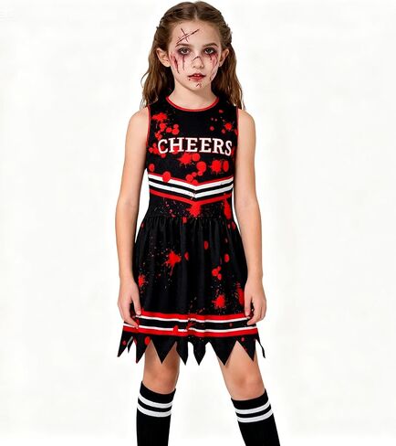 Cheerleader Dress Costume For Girl Full Set Dress Halloween Accessories in Kuwait