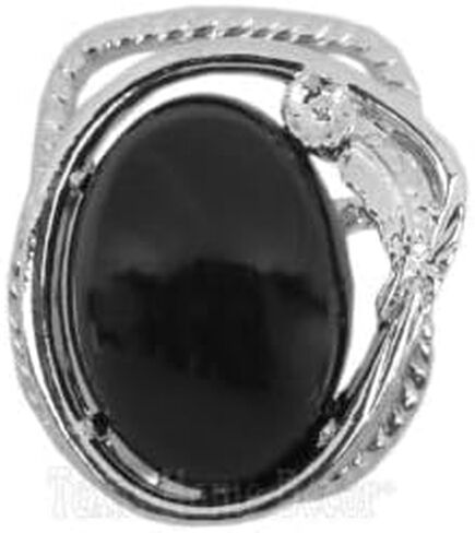 Scarf Slide Black Stone Real Silver Plated Western Show Accessory -arsstore in Saudi Arabia