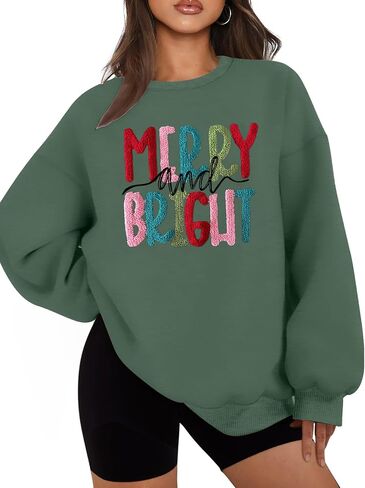 بلوزات عيد الميلاد للنساء: سويت شيرت كبير الحجم مرح ومشرق، سترات عيد الميلاد، قمم رقعة الشنيل للعطلات in Saudi Arabia