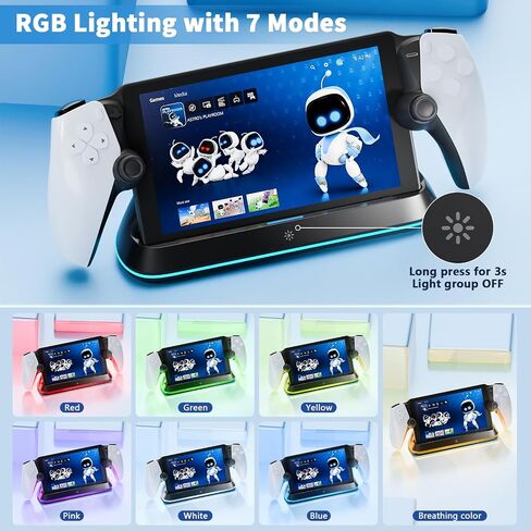 Charging Stand for PS Portal Remote Player, PS Portal Charger Dock Station for PlayStation Portal,PS Portal Stand with 7 RGB Light Modes and Type-C Cable, White in Saudi Arabia