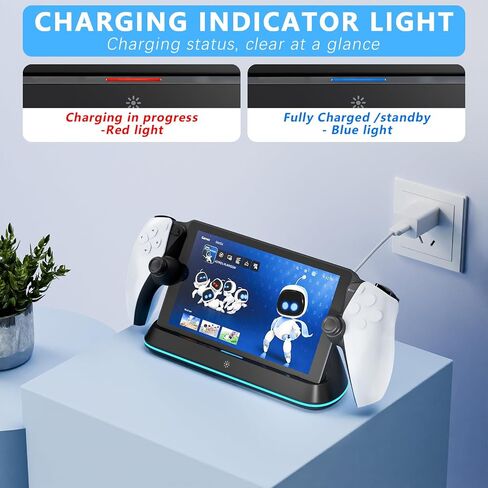 Charging Stand for PS Portal Remote Player, PS Portal Charger Dock Station for PlayStation Portal,PS Portal Stand with 7 RGB Light Modes and Type-C Cable, White in Saudi Arabia