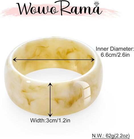 WOWORAMA Colorful Resin Acrylic Bangle Bracelets for Women Geometric Chunky Mottled Acetate Resin Bangles Wide Acrylic Plastic Bracelets Statement Jewelry in Saudi Arabia