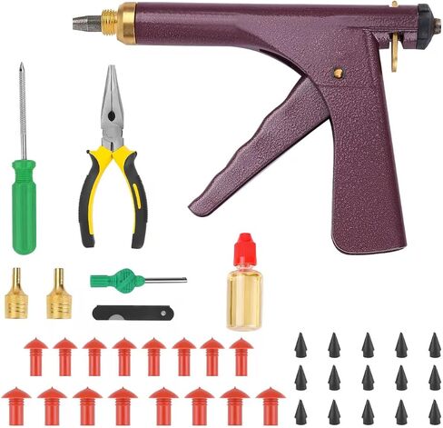Tubeless Tire Gun Puncture Repair Kit with Mushroom Plug (Gun Puncture kit 16 Plugs, Green) for Tyre Punctures and Flats on Cars, Motorcycles, ATV, Trucks & Tractors in Saudi Arabia