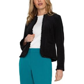 Liverpool Women's Collarless Jacket with Frayed Edges Textured Chevron Chenille in Kuwait