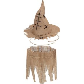 Eurzom 2 Pcs Halloween Scarecrow Costume Accessories for Men Women Burlap Scarecrow Hat Burlap Collar for Halloween Cosplay Party Supplies in Kuwait