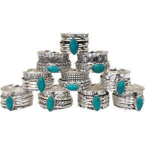 Handmade Natural Turquoise Gemstone Rings 925 Sterling Silver Plated Ring Women's Jewelry Lot Pcs Gift for Women in Saudi Arabia