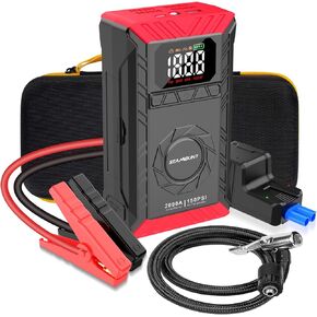 SEAMOUNT 2000A Jump Starter مع ضاغط هواء، معزز بطارية السيارة المحمولة 12 فولت وشاحن لغاز 6.0 لتر وديزل 3.0 لتر، منفاخ إطارات ذاتي الإغلاق 150 رطل لكل بوصة مربعة، بنك طاقة USB، ضوء LED، مقياس الإطارات in Kuwait