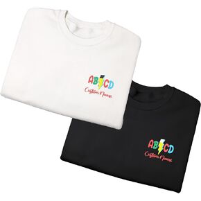 Personalized Teacher Embroidered Sweatshirt – ABCD Pencil Design with Custom Name – Back to School Gift for Educators Multicolor in Saudi Arabia