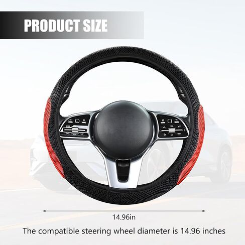 Elastic Stretch Car Steering Wheel Cover, Breathable No Inner Ring Vehicle Steering Wheel Protector, 15 Inch Ice Silk Anti Slip Automotive Accessories, Universal Fit (Black/Coffee) in Saudi Arabia