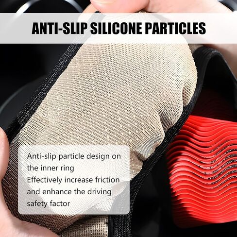 Elastic Stretch Car Steering Wheel Cover, Breathable No Inner Ring Vehicle Steering Wheel Protector, 15 Inch Ice Silk Anti Slip Automotive Accessories, Universal Fit (Black/Coffee) in Saudi Arabia