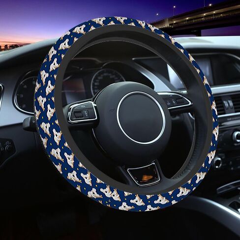Corgi Elastic Steering Wheel Cover Cute Puppy Bone Footprints Steering Wheel Cover Anti Slip Protective Case Universal Stretch Steering Protector in Saudi Arabia