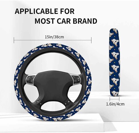 Corgi Elastic Steering Wheel Cover Cute Puppy Bone Footprints Steering Wheel Cover Anti Slip Protective Case Universal Stretch Steering Protector in Saudi Arabia
