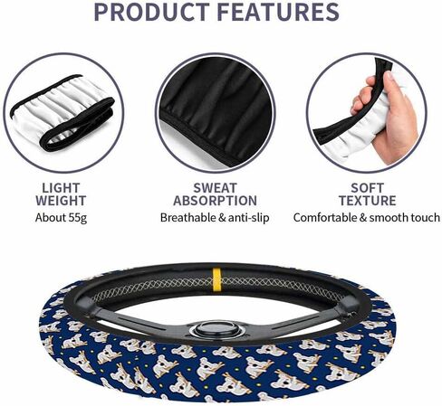 Corgi Elastic Steering Wheel Cover Cute Puppy Bone Footprints Steering Wheel Cover Anti Slip Protective Case Universal Stretch Steering Protector in Saudi Arabia