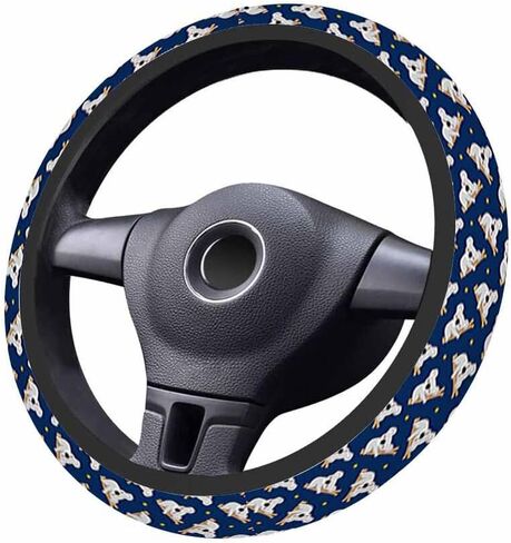 Corgi Elastic Steering Wheel Cover Cute Puppy Bone Footprints Steering Wheel Cover Anti Slip Protective Case Universal Stretch Steering Protector in Saudi Arabia