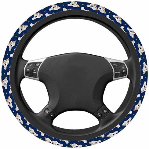 Corgi Elastic Steering Wheel Cover Cute Puppy Bone Footprints Steering Wheel Cover Anti Slip Protective Case Universal Stretch Steering Protector in Saudi Arabia