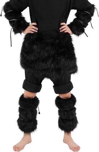 HAOAN 9 Pieces Halloween Viking Costume Accessories Faux Fur Mini Skirt Leg Wraps Warmers Arm Cuffs Covers Set in Saudi Arabia