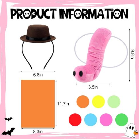 Mepase 9 Pcs Halloween Pink Elephant Costume for Adults Pink Elephant Nose Costume Set Brown Mini Derby Hat Headband and Colorful Cardboards Suitable for Halloween Party Role Playing in Saudi Arabia
