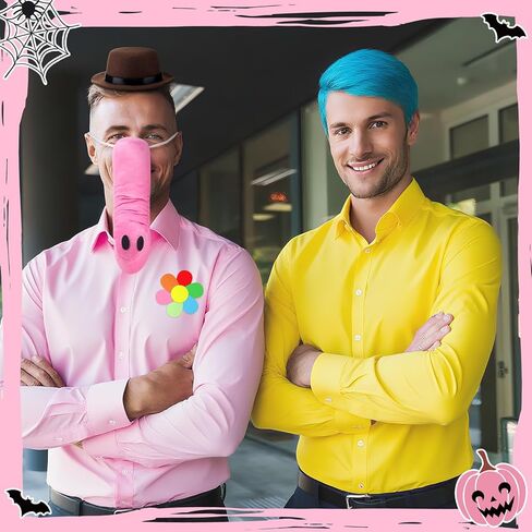 Mepase 9 Pcs Halloween Pink Elephant Costume for Adults Pink Elephant Nose Costume Set Brown Mini Derby Hat Headband and Colorful Cardboards Suitable for Halloween Party Role Playing in Saudi Arabia