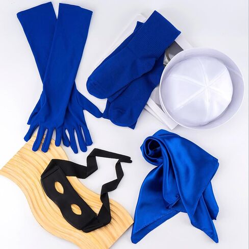 5 PCS Sailor Costume for Adult Sailor Hat Blue Socks Gloves Scarf Eye Mask Halloween Dress Up Cartoon Party Accessories in Saudi Arabia