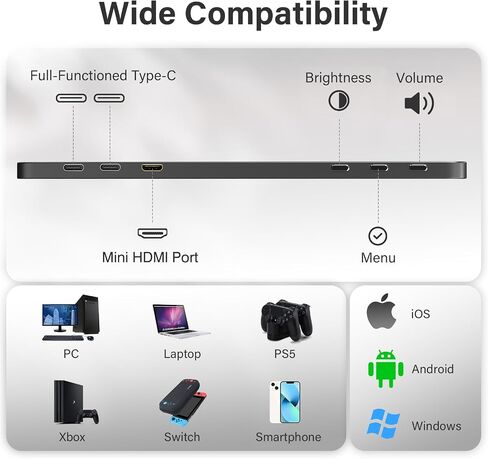 Lepow Portable Monitor, 15.6" Portable Screen with 1080P FHD, IPS, HDR, Full-Function Type-C, Plug & Play, Smart Cover, Lightweight External Monitor for Laptop w/Full-featured USB-c Port, PC, Macbook in Saudi Arabia