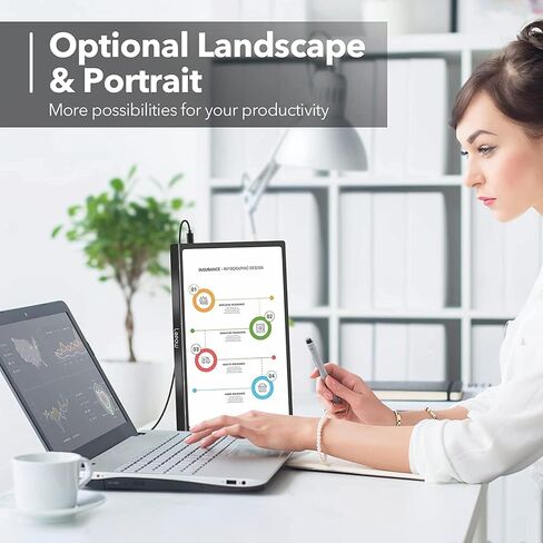 Lepow Portable Monitor, 15.6" Portable Screen with 1080P FHD, IPS, HDR, Full-Function Type-C, Plug & Play, Smart Cover, Lightweight External Monitor for Laptop w/Full-featured USB-c Port, PC, Macbook in Saudi Arabia