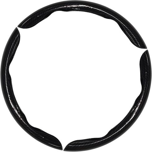 3pcs Carbon Fiber Steering Wheel Cover - Snap on 15 Inch Anti-Slip Car Steering Wheel Protector, Universal Car Interior Accessories (Black) in Saudi Arabia