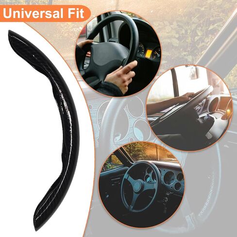 3pcs Carbon Fiber Steering Wheel Cover - Snap on 15 Inch Anti-Slip Car Steering Wheel Protector, Universal Car Interior Accessories (Black) in Saudi Arabia