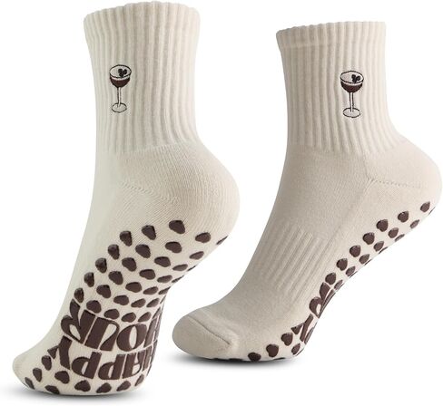 Pilates Non-Slip Crew Socks with Espresso Martini Design in Saudi Arabia